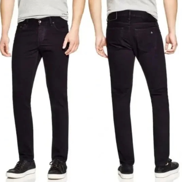Rag & Bone Men's Jay Button Fly RB 23X Skinny Jeans in Black Resin Size 36 - Picture 1 of 11